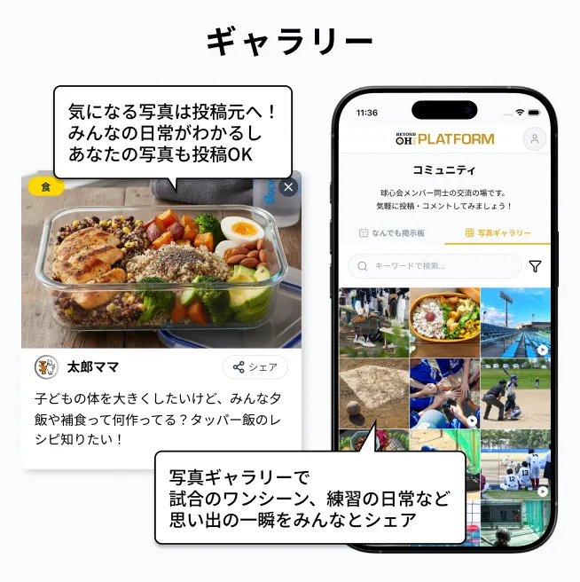 コミュニティ機能（ギャラリー）：気になる写真は投稿元へ！みんなの日常がわかるしあなたの写真も投稿OK